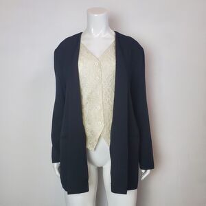 Vintage 80s Dani Max Cream Lace Vest Black Blazer